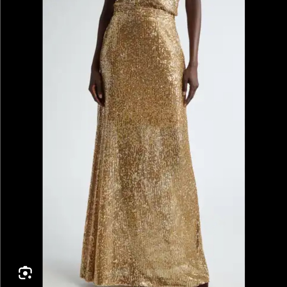 St. John Collection Gold Sequin Skirt Top Set